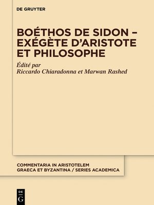 cover image of Boéthos de Sidon – Exégète d'Aristote et philosophe